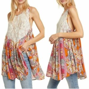 Free People Count On Me Trapeze Tunic in Floral Combo Size Small
